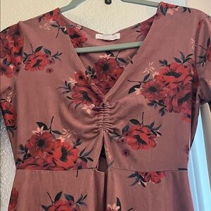 Socialite Burgundy Floral Long Sleeve Dress